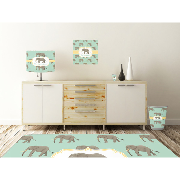 Elephant Square Wall Decal Wooden Desk