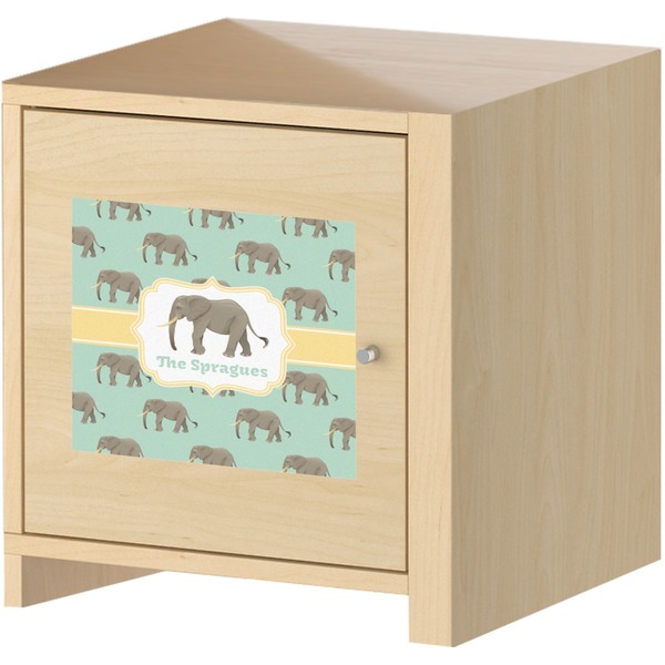 Elephant Square Wall Decal on Wooden Cabinet
