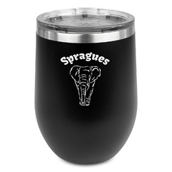 Elephant Stemless Stainless Steel Wine Tumbler - Black - Double Sided (Personalized)