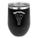 Elephant Stemless Stainless Steel Wine Tumbler - Black - Single Sided (Personalized)
