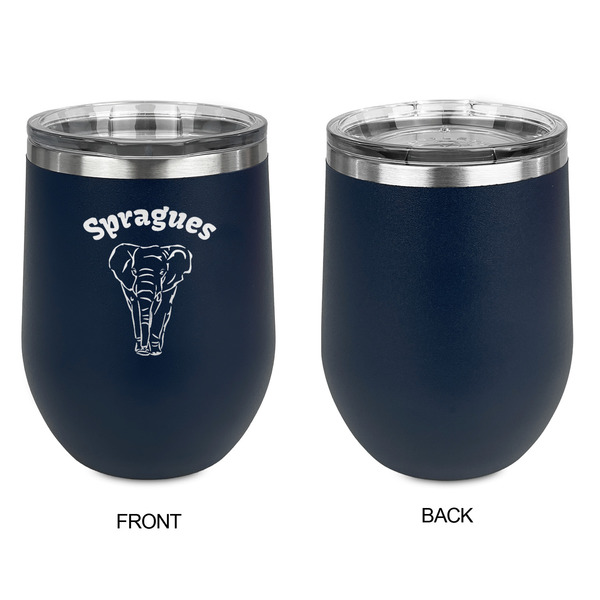 Elephant Stainless Wine Tumblers - Navy - Single Sided - Approval