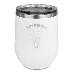 Elephant Stemless Stainless Steel Wine Tumbler - White - Double Sided (Personalized)