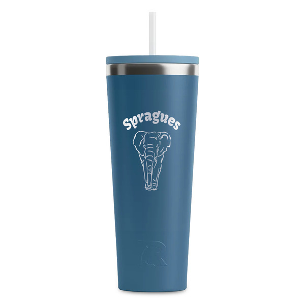 Custom Elephant RTIC Everyday Tumbler with Straw - 28oz - Steel Blue - Double-Sided (Personalized)