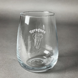 Elephant Stemless Wine Glass (Single) (Personalized)