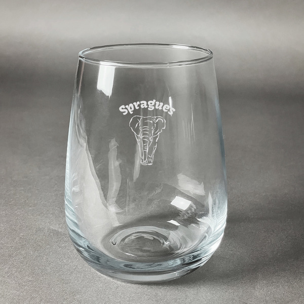 Custom Elephant Stemless Wine Glass (Single) (Personalized)