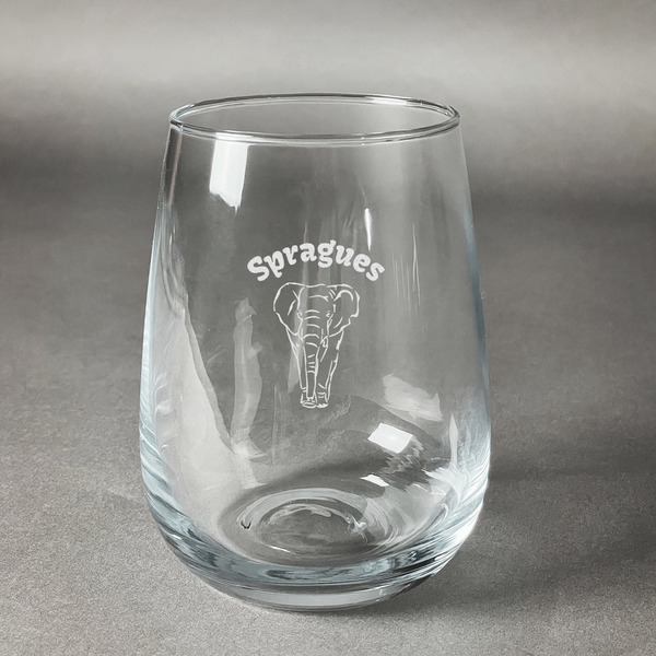 Custom Elephant Stemless Wine Glass (Single) (Personalized)
