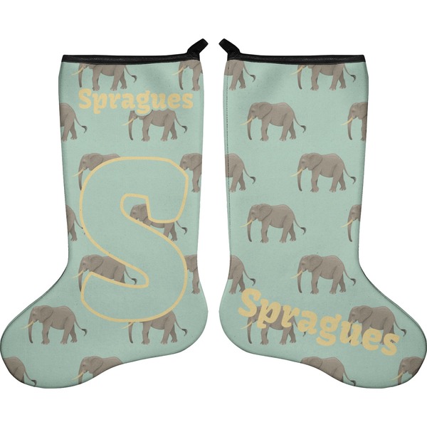 Custom Elephant Holiday Stocking - Double-Sided - Neoprene (Personalized)