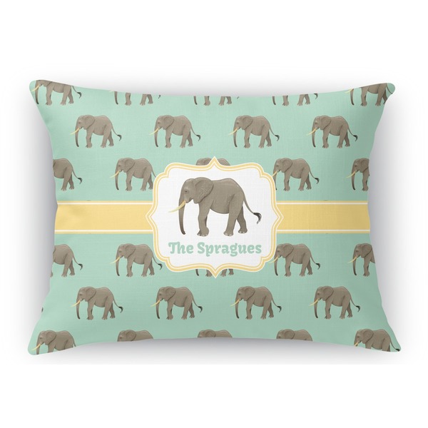 Custom Elephant Rectangular Throw Pillow Case - 12"x18" (Personalized)