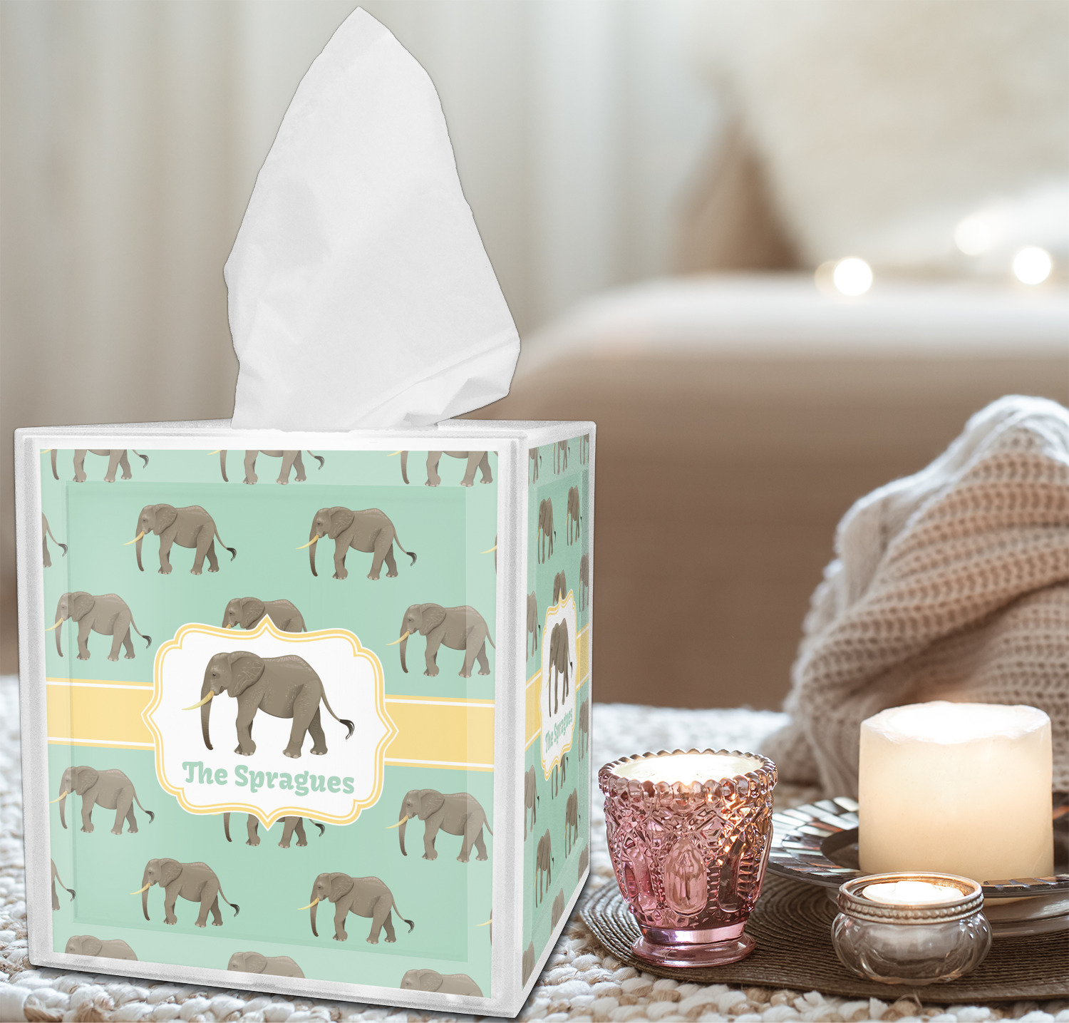 Elephant Tissue Box Cover (Personalized) YouCustomizeIt