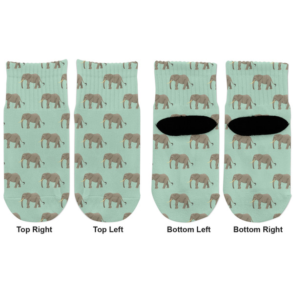 Elephant Toddler Ankle Socks - Double Pair - Front and Back - Apvl