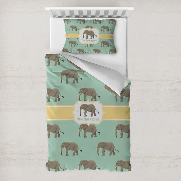 Custom Elephant Toddler Bedding w/ Name or Text