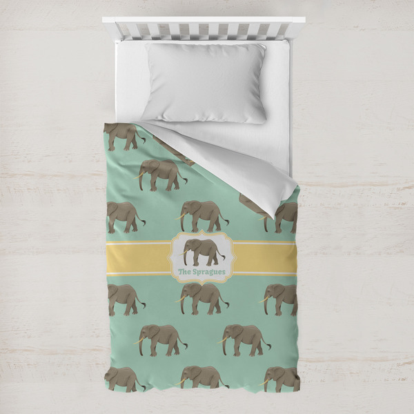 Custom Elephant Toddler Duvet Cover w/ Name or Text