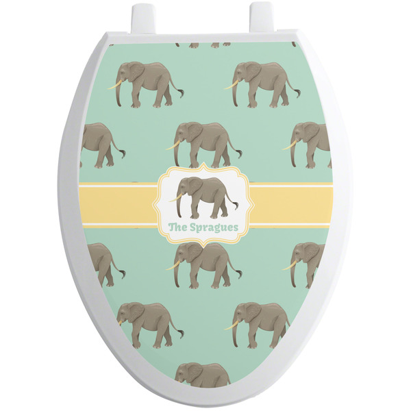 Custom Elephant Toilet Seat Decal - Elongated (Personalized)