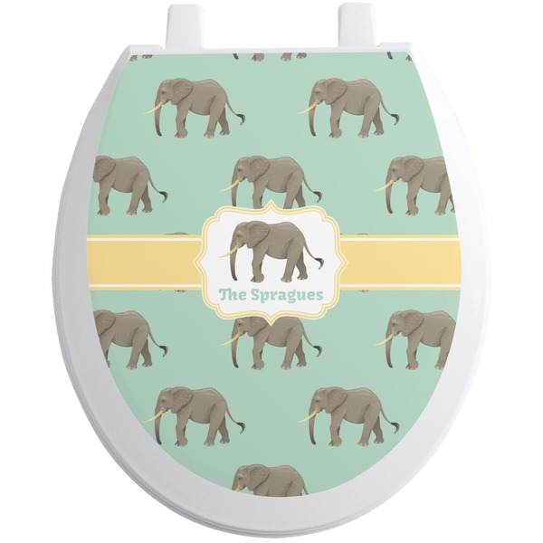 Custom Elephant Toilet Seat Decal - Round (Personalized)