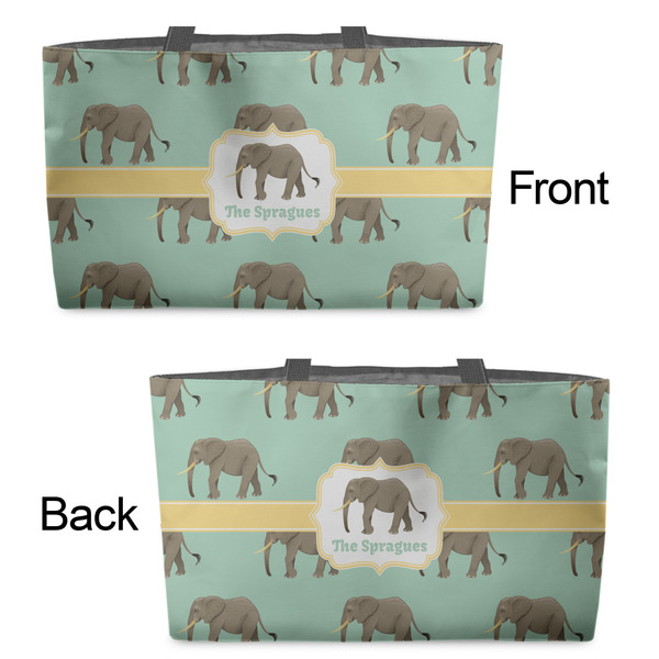 Elephant Tote w/Black Handles - Front & Back Views