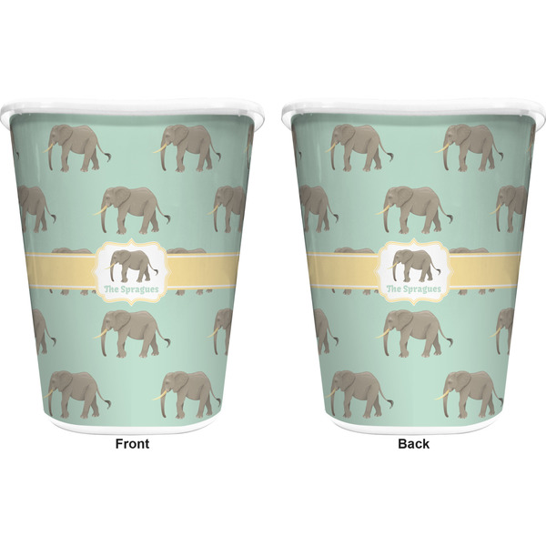 Elephant Trash Can White - Front and Back - Apvl
