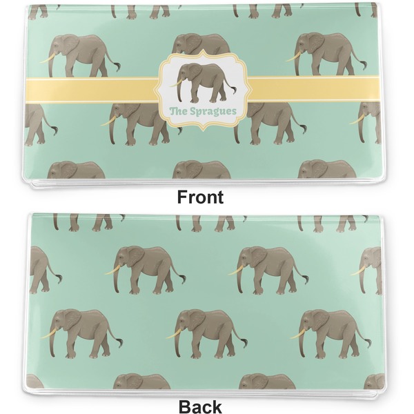Elephant Vinyl Check Book Cover - Front and Back