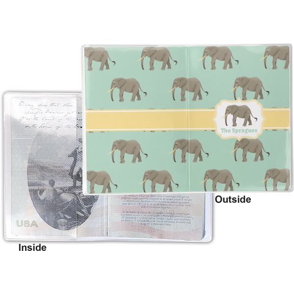 Elephant Vinyl Passport Holder - Flat Front and Back