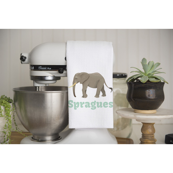 Elephant Waffle Weave Towel - Lifestyle - Partial Print