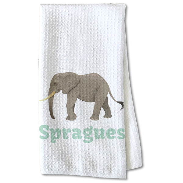 Custom Elephant Kitchen Towel - Waffle Weave - Partial Print (Personalized)