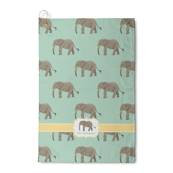 Custom Elephant Waffle Weave Golf Towel (Personalized)
