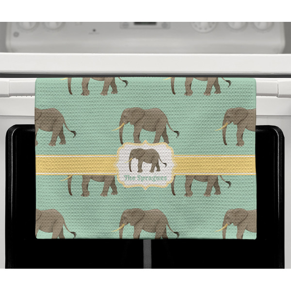 Elephant Waffle Weave Towel - Full Color Print - Lifestyle2 Image