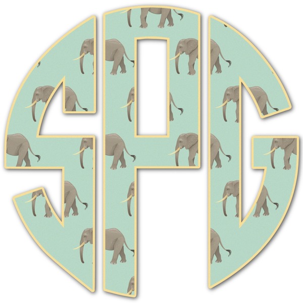 Custom Elephant Monogram Decal - Small (Personalized)