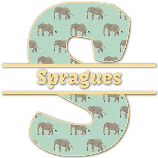 Custom Elephant Name & Initial Decal - Up to 18"x18" (Personalized)