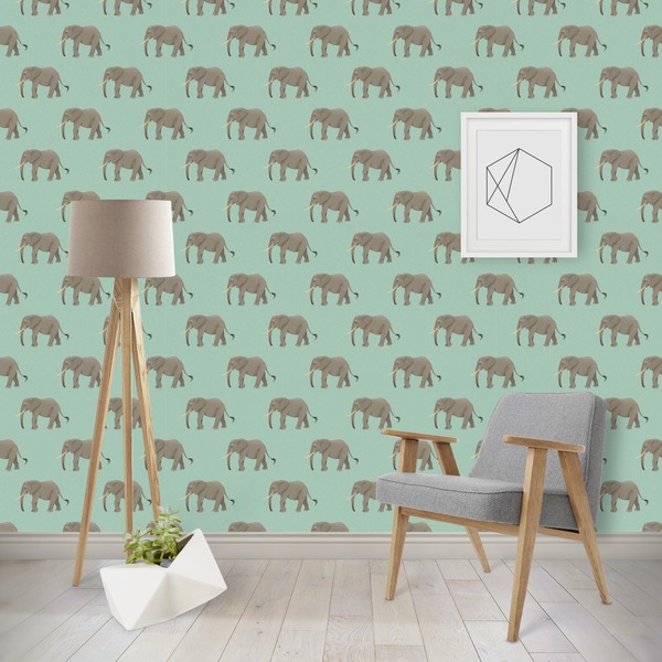 Custom Elephant Wallpaper & Surface Covering (Water Activated - Removable)
