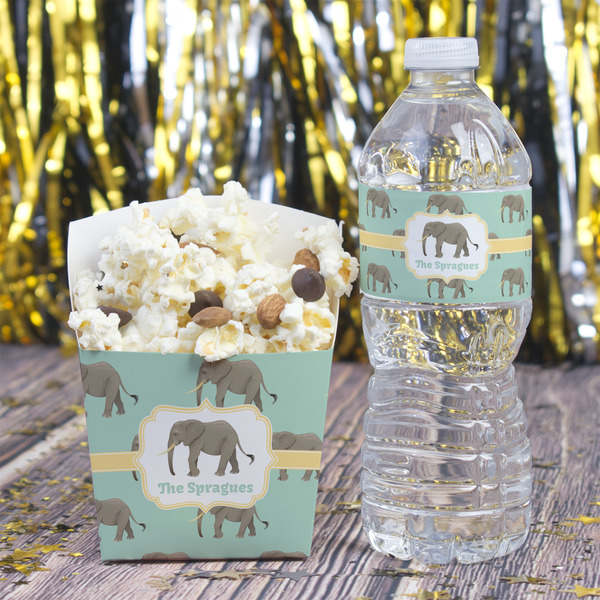 Elephant Water Bottle Label - w/ Favor Box