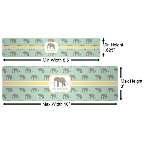 Elephant Water Bottle Labels w/ Dimensions
