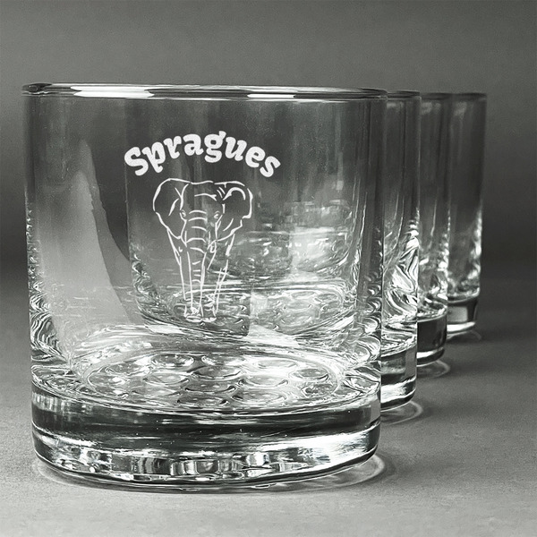 Custom Elephant Whiskey Glasses (Set of 4) (Personalized)