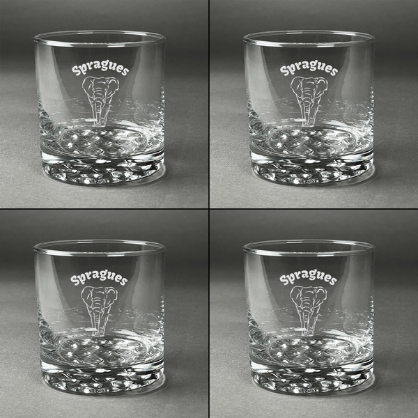 Elephant Whiskey Glasses - Set of 4 all Engraved