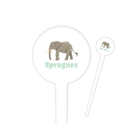 Elephant 4" Round Plastic Food Picks - White - Double Sided (Personalized)