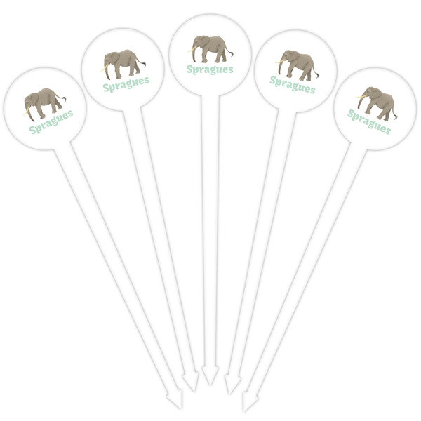 Elephant White Plastic 4" Food Pick - Round - Fan View