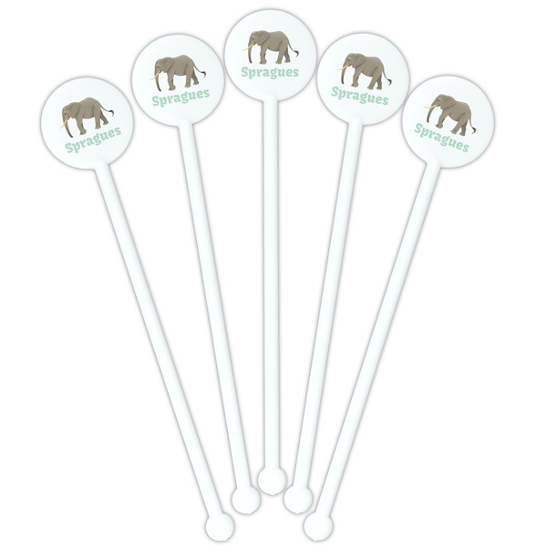 Elephant White Plastic 5.5" Stir Stick - Fan View