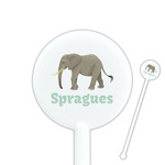 Elephant 5.5" Round Plastic Stir Sticks - White - Double Sided (Personalized)