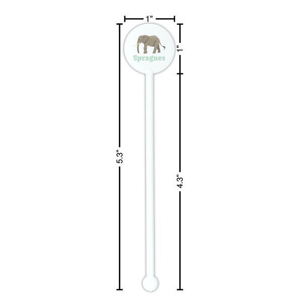 Elephant White Plastic 5.5" Stir Stick - Round - Dimensions