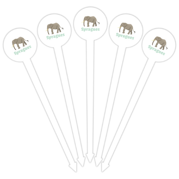 Elephant White Plastic 6" Food Pick - Round - Fan View