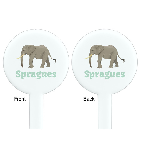 Elephant White Plastic 7" Stir Stick - Double Sided - Round - Front & Back