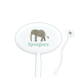 Elephant 7" Oval Plastic Stir Sticks - White - Single Sided (Personalized)