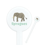 Elephant 7" Round Plastic Stir Sticks - White - Double Sided (Personalized)