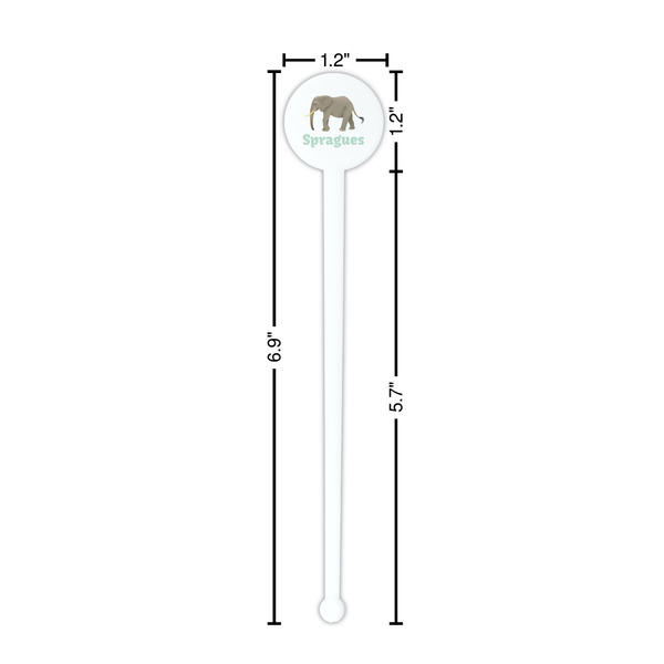 Elephant White Plastic 7" Stir Stick - Round - Dimensions