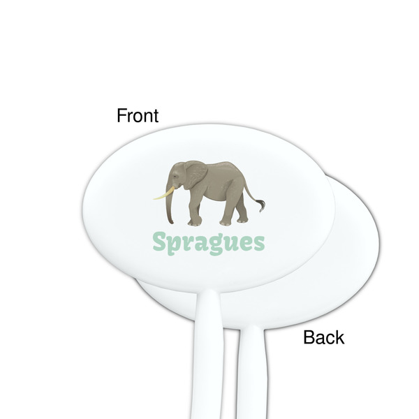 Elephant White Plastic 7" Stir Stick - Single Sided - Oval - Front & Back