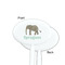 Elephant White Plastic 7" Stir Stick - Single Sided - Oval - Front & Back