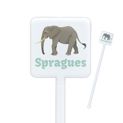 Elephant Square Plastic Stir Sticks - Single Sided (Personalized)