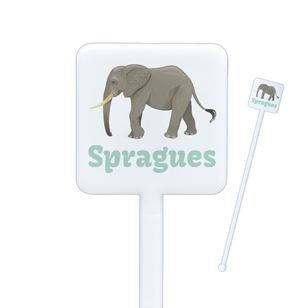 Custom Elephant Square Plastic Stir Sticks (Personalized)
