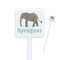 Elephant White Plastic Stir Stick - Square - Closeup