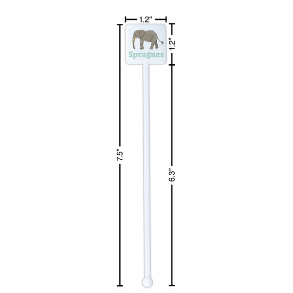 Elephant White Plastic Stir Stick - Square - Dimensions