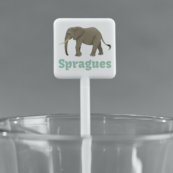 Elephant White Plastic Stir Stick - Square - Main